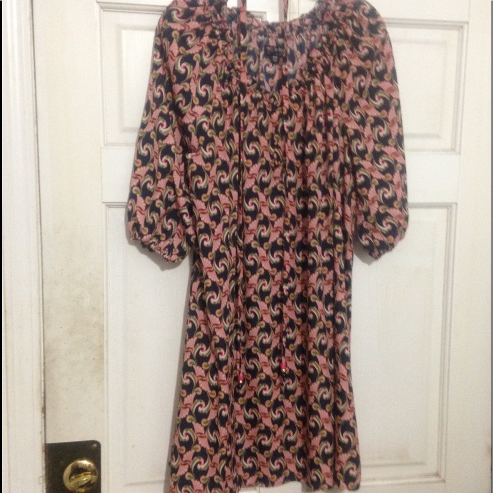 Pretty colorful button front peasant selftie dress